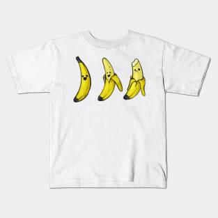 Banana Buddies: Happy, Half-Peeled, &amp;amp; Bitten (Horizontal Variant) Kids T-Shirt